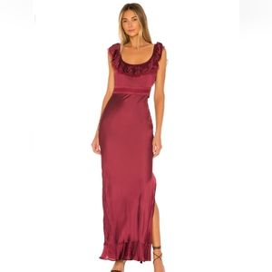 Tularosa Burgundy side slit maxi dress size xs
